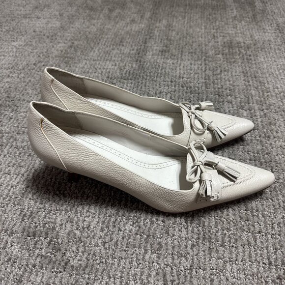 Brooks Brothers 346 Kitten Heels Ivory Leather Women's Size 7 - Picture 9 of 11